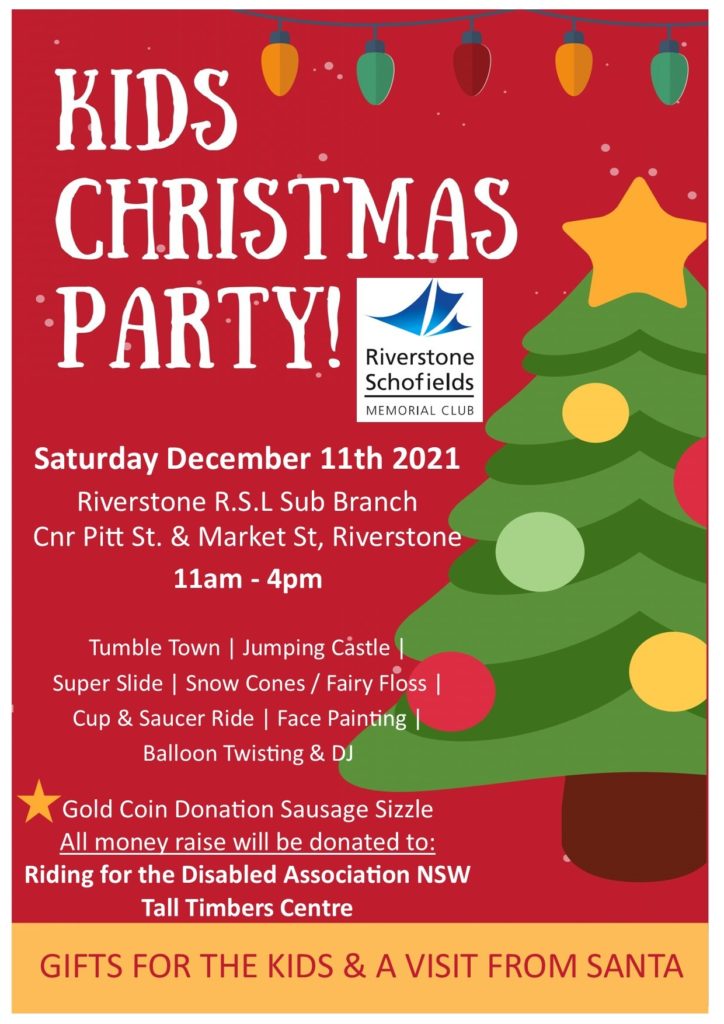 Kids Christmas Party Flyer - Riverstone Schofields Memorial Club